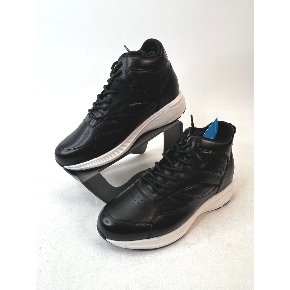 JENNEN Mr. Pippen Black Leather Sneakers High Top 3.2" Taller Shoes‎ Size US 9